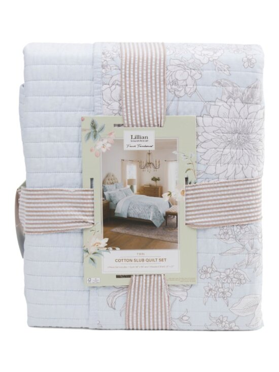 LILLIAN AUGUST FRENCH FARMHOUSE Other - LILLIAN AUGUST FRENCH FARMHOUSE Twin Cotton Slub Floral Quilt Set